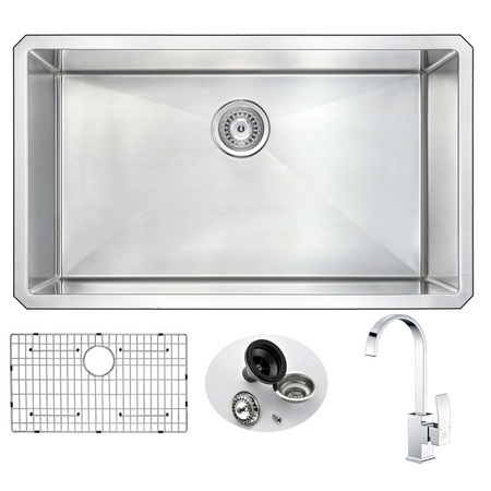 ANZZI Vanguard Undermount 32" Kitchen Sink and Opus Faucet, Polished Chrome KAZ3219-035